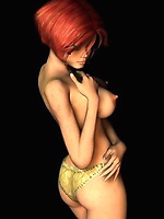 Busty redhead toon girl in panties